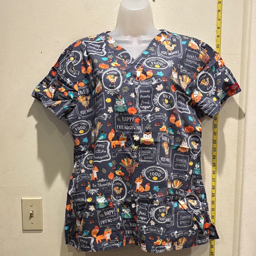 Dickies Multicolor Animal Print Scrub Top